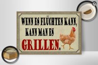 Holzschild Spruch 30x20cm wenn es flüchten kann kann Grill