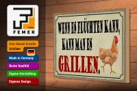 Holzschild Spruch 30x20cm wenn es flüchten kann kann Grill