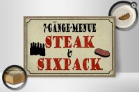 Holzschild Spruch 30x20cm 7 Gänge Menü Steak Sixpack Grill