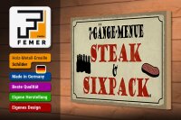 Holzschild Spruch 30x20cm 7 Gänge Menü Steak Sixpack Grill