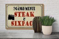 Holzschild Spruch 30x20cm 7 Gänge Menü Steak Sixpack Grill