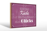 Holzschild Spruch 30x20cm gute Küche Fundament allen Glück
