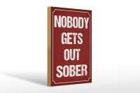 Holzschild Spruch 20x30cm nobody gets out sober