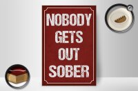 Holzschild Spruch 20x30cm nobody gets out sober