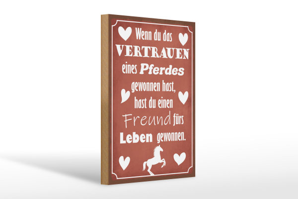Holzschild Spruch 20x30cm Vertrauen eines Pferdes Freund
