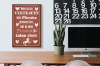 Holzschild Spruch 20x30cm Vertrauen eines Pferdes Freund