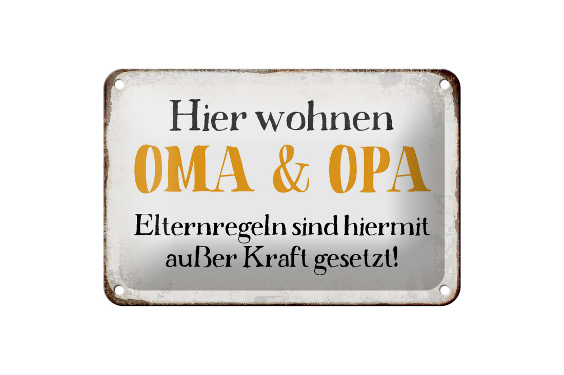 Türschild Für Oma & Opa - 'Hier Wohnen Die Besten Großeltern Der Welt' - Graviert In Holz, 20x10 Cm