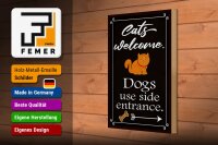 Holzschild Spruch 20x30cm Cats welcome Dogs use side