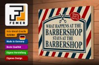 Holzschild Spruch 30x20cm what happens at the Barbershop