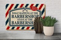 Holzschild Spruch 30x20cm what happens at the Barbershop