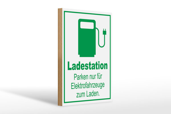Holzschild Parken 20x30cm Ladestation nur Elektrofahrzeuge