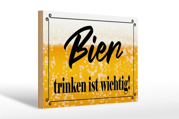 Holzschild Spruch 30x20cm Bier trinken ist wichtig