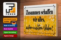 Holzschild Spruch 30x20cm Zusammen schaffen wir alles Bier