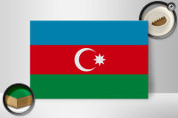 Holzschild Flagge Aserbaidschan 30x20cm Flag of Azerbaijan