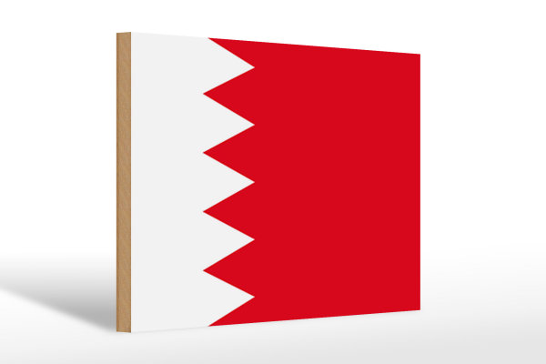 Holzschild Flagge Bahrains 30x20cm Flag of Bahrain
