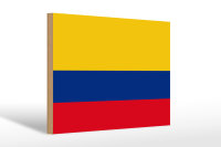 Holzschild Flagge Kolumbien 30x20cm Flag of Colombia