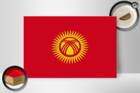 Holzschild Flagge Kirgisistans 30x20cm Flag of Kyrgyzstan