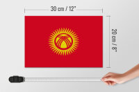 Holzschild Flagge Kirgisistans 30x20cm Flag of Kyrgyzstan