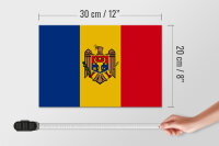 Holzschild Flagge Moldau 30x20cm Flag of Moldova