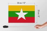 Holzschild Flagge Myanmars 30x20cm Flag of Myanmar