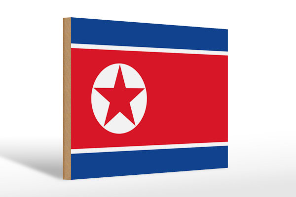 Holzschild Flagge Nordkoreas 30x20cm Flag of North Korea