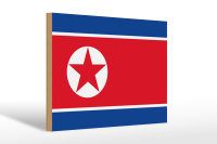 Holzschild Flagge Nordkoreas 30x20cm Flag of North Korea