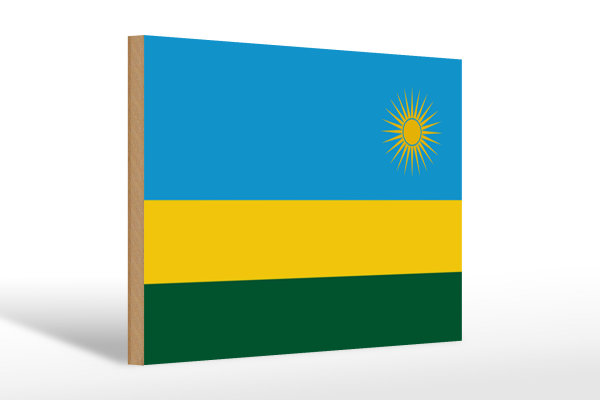 Holzschild Flagge Ruandas 30x20cm Flag of Rwanda