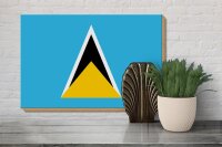 Holzschild Flagge Saint Lucias 30x20cm Flag of Saint Lucia