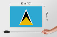 Holzschild Flagge Saint Lucias 30x20cm Flag of Saint Lucia