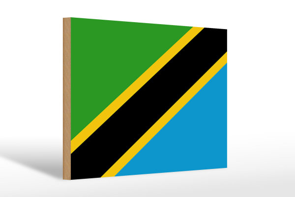 Holzschild Flagge Tansanias 30x20cm Flag of Tanzania
