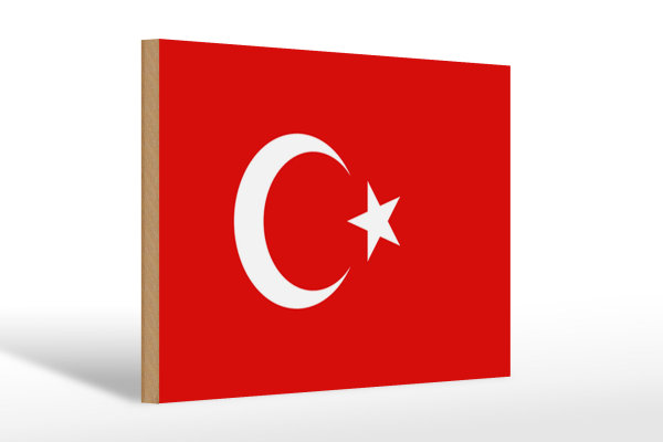 Holzschild Flagge Türkei 30x20cm Flag of Turkey
