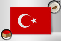 Holzschild Flagge Türkei 30x20cm Flag of Turkey