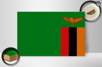 Holzschild Flagge Sambias 30x20cm Flag of Zambia