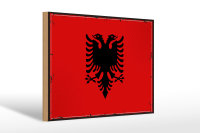 Holzschild Flagge Albanien 30x20cm Retro Flag Albania