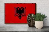 Holzschild Flagge Albanien 30x20cm Retro Flag Albania