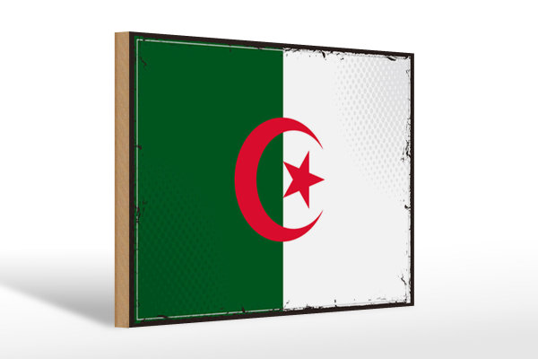 Holzschild Flagge Algerien 30x20cm Retro Flag Algeria