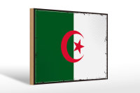 Holzschild Flagge Algerien 30x20cm Retro Flag Algeria