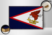 Holzschild Flagge 30x20cm Retro Flag of American Samoa