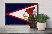 Holzschild Flagge 30x20cm Retro Flag of American Samoa