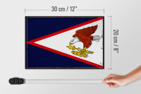 Holzschild Flagge 30x20cm Retro Flag of American Samoa