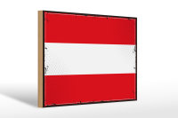 Holzschild Flagge Österreich 30x20cm Retro Flag of...