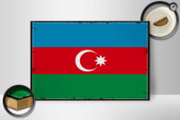 Holzschild Flagge Aserbaidschan 30x20cm Retro Azerbaijan
