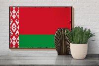 Holzschild Flagge Weißrussland 30x20cm Retro Flag Belarus