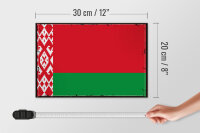 Holzschild Flagge Weißrussland 30x20cm Retro Flag Belarus