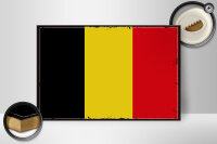 Holzschild Flagge Belgien 30x20cm Retro Flag of Belgium