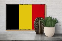 Holzschild Flagge Belgien 30x20cm Retro Flag of Belgium