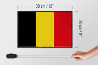Holzschild Flagge Belgien 30x20cm Retro Flag of Belgium