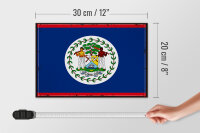 Holzschild Flagge Belizes 30x20cm Retro Flag of Belize