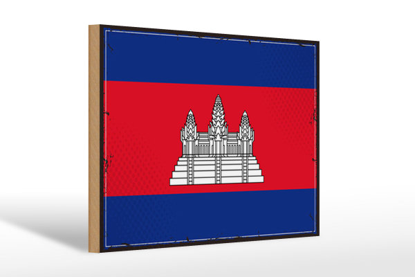 Holzschild Flagge Kambodscha 30x20cm Retro Flag Cambodia
