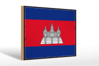 Holzschild Flagge Kambodscha 30x20cm Retro Flag Cambodia